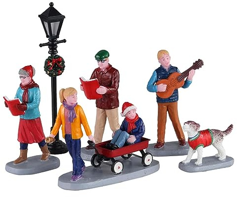 Magie di Natale Weihnachtschor mit Figuren aus Polyresin für Weihnachtsdorf 6er Set
