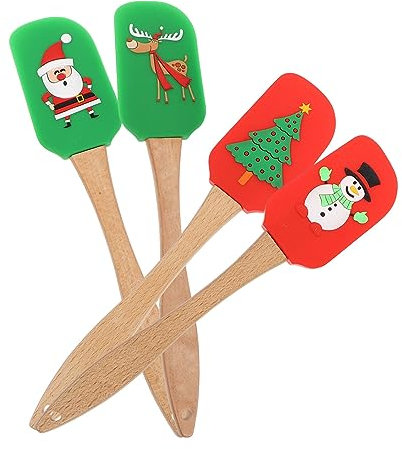DOITOOL 4 Pièces spatule à crème spatule à gâteau de noël moule à pain décor beurre outil de cuisson fourniture de cuisine se réconcilier applicateur spatule de cuisine pelle grattoir Bois