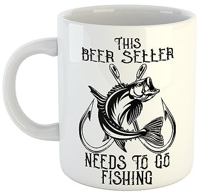Just The Shirt This Beer Seller Needs to Go Fishing Mug Fisherman Gift, 11 oz Ceramic Mug