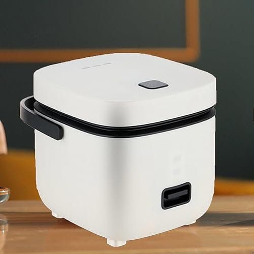 PanHuiWen Mini Rice Cooker 1 Person, Small Electric Rice Cooker Korean Micro Rice Cooker 1.2 Litre, One Touch Operation with Steamer,White