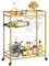 Lifewit Carrello da Cucina, Carrello Bar con 2 Ripiani in Vetro, Carrello con Ruote per Liquori, Portacalici e Portabottiglie, Carrello per Bevande per Cucina, Sala da pranzo, Soggiorno, Color Oro