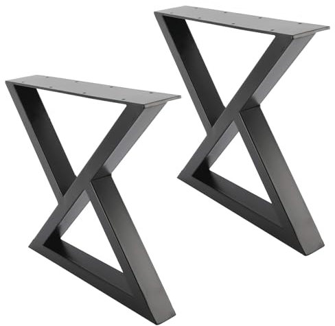 AKOGG 2 Stück Tischbeine Metall Schwarz,Tischkufen,Tischgestell,Möbelfüße Aus Eisen,DIY Esstisch Oder Konferenztisch,Für Couchtisch,Esstisch,Sitzbank,Sofa,Mit Schrauben & Einstellbar Bodenschoner (SI