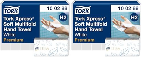 Tork Xpress weiche Multifold Papierhandtücher 100288 - H2 Premium Falthandtücher für Handtuchspender - weich und saugfähig, 2-lagig, weiß - 21 x 110 Tücher (Packung mit 2)