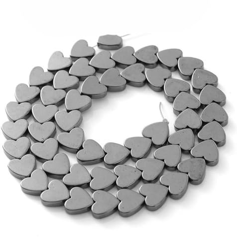 Naturstein-Perlen aus Hämatit, Herzform, Zylinder, Stern, runde Form, Abstandshalter, Perlen für Schmuckherstellung, Armbänder, DIY-Herz, 8 mm