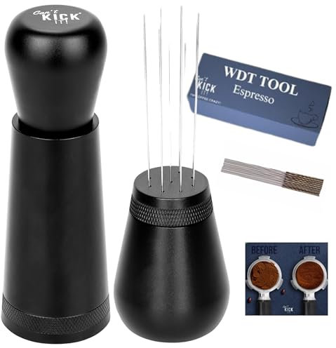 WDT Tool Espresso. Screw Off Base-Easy Clean. Includes Coffee preperation Book. 9X.4mm 9X.25mm Needles, Aluminium Matt Black. WDT Tool Espresso Distribution Tool Coffee Wdt Tool