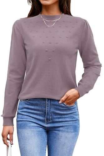 Arach&Cloz Pulls Femme en Automne Hiver Pulls Tricotés à Manches Longues Tops Casual avec Col Rond Tricot Chemises