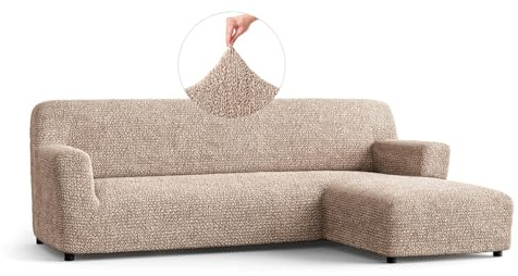 PAULATO - Bezug für Sofas mit rechter Halbinsel (gesehen von vorne), Sofabezug für Ecksofa in L-Form aus Stretch-Mikrofaser, kratzfestes und maschinenwaschbares Gewebe, Made in Italy - Taupe