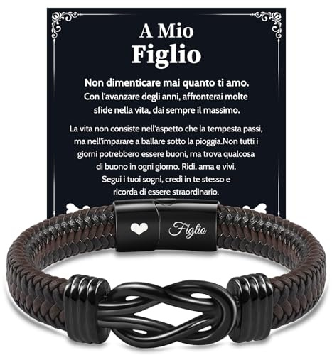 VU100 Regalo per Figlio Bracciale per Figlio Bracciale in pelle per Ragazzo Regalo di Compleanno Natale per Ragazzo