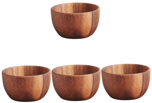 PRETYZOOM 4pcs Restaurant Wooden Bowl Japanese Soup Bowl Udon Soup Bowl Snacks Serving Bowl Food Salad Container Noodle Soup Bowl Fruit Salad Bowl Pasta Bowls Fruit Containers Soup Bowls