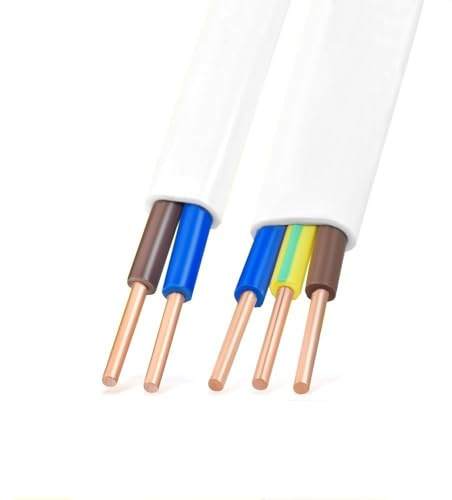 5 Meter Elektrokabel, 2-3 Adrig, Elektrischer Draht PVC-isoliert, 1mm² - 2.5mm² wählbar, BVVB Kupferkabel(3-core x 1mm²)