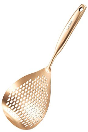 Mestolo per schiumarola professionale in acciaio inox 304 con manico cavo per scolare e friggere utensili da cucina