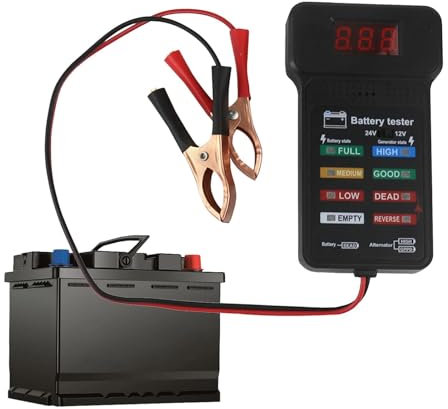 Salyeeluly Kfz-Batterieprüfer, Batterietester Kfz | 12V/24V Kfz-Digitalgenerator-Ladesystemanalysator,Elektrowerkzeuge mit LCD-Display und LED-Anzeige, Spannungsanzeige