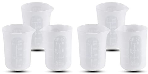 Qupdjxukis Vasos Medidores de Silicona de 250 Ml para Hacer Resinas Vasos Mezcladores Antiadherentes de Escamas Blandas Herramientas de PequeñA Capacidad 6 Piezas