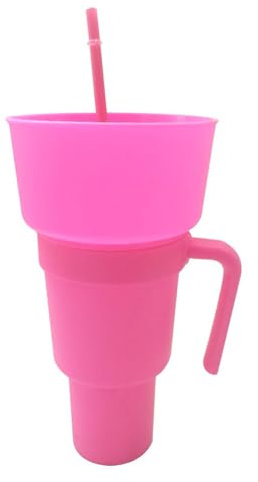 Tumbler Popcorn Bucket - Snack Cup, Bucket with Straw for Drinks, Popcorn Snack Cup, Cup Bowl Combo with Straw, Heat-Resistant Snack Containers for Travel Park Theater Cinemas Home