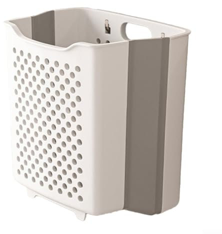 Niceminiwall Panier mural pliable pour vêtements sales, panier de rangement mural creux en plastique de grande capacité (mètres, blanc)