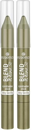 essence blend & line eyeshadow stick, Lidschatten, Nr. 03, Grün, langanhaltend, hochpigmentiert, mit Ölen, metallisch, vegan, ohne Mikroplastikpartikel, Nanopartikel frei, ohne Parfüm, 2er Pack (1.8g)