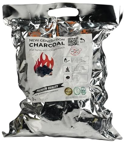 Unibos | Premium 2kg BBQ Instant Light Charcoal For Camping, Outdoors, Garden Barbeques & Picnics (1 BAG)