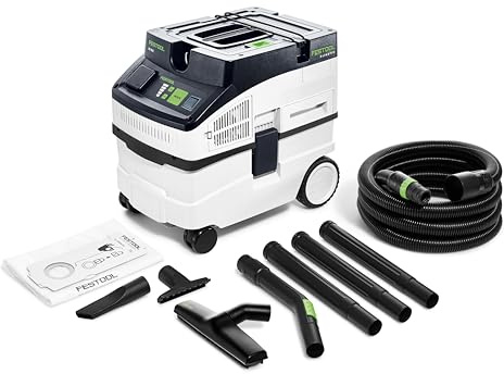 Festool CT 15 E Aspirador Cleantec Kit - Aspiradora de Taller | Aspiradora profesional compacta con accesorios completos, 15 l, depósito húmedo/seco, 5 niveles de succión
