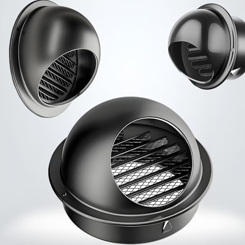Générique Grille D'aération en Acier Inoxydable 70mm-200mm Sortie D’air Murale Ronde D'Aération Hotte Connecter, Stable Durable pour Climatiseur Entrepôt Caravane(Noir,160mm)