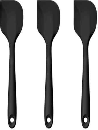 Silicone Spatulas, 3PCS Heat Resistant Rubber Spatulas, Non Stick | Kitchen Utensils, Seamless Rubber Spatula for Baking Cooking Scraping Mixing (Black, 29×5.8cm)