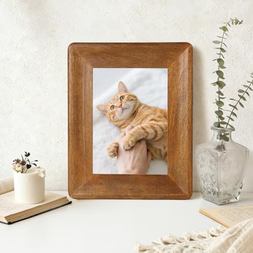 brisafe Holzbilderrahmen 13x18 cm | Massiver Rahmen aus Pappelholz mit bruchsicherem Echtglas | Fotorahmen zum Aufhängen & Aufstellen – Natürlich & Zeitlos Flach Flach