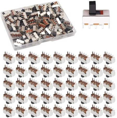 HUAZIZ 200 pezzi Mini interruttori a scorrimento verticali 1P2T SPDT 3 pin 2 posizioni DC50V 0,5A SS12F44 Interruttori 3 mm