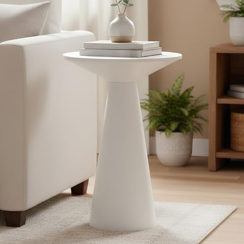 Cagnolier Beistelltisch rund, Sofatisch, Ø34xH50cm, Pilzform, Weiß | Beistelltisch modern, Beistelltisch klein, Sofatisch für Couch, kompakt für Wohnzimmer, auch als Nachttisch nutzbar