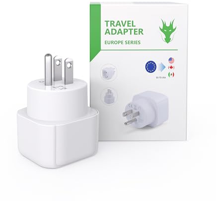 Adaptateur Prise USA - Adaptateur Type B, Adaptateur Prise France vers USA, Adaptateur de Voyage Europe Francaise FR 2 Broches vers US 3 Broches Adaptateur Prise USA, Canada, Mexique, Thaïlande