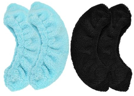 HOLIDYOYO Housses de Lames de Patins en Peluche Élastique M Taille, 2 Paires Noir et Bleu Clair, Protège-Lames de Patinage Artistique pour Garçon et Filles, Absorption D’Humidité et
