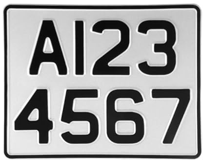 9x7 White Caravan & Trailer Towing Metal 3D Number Plates – Durable Raised Letters, Weatherproof for outdoor use UK Style Ideal for Indoor use for Man Cave/Wall/Garage