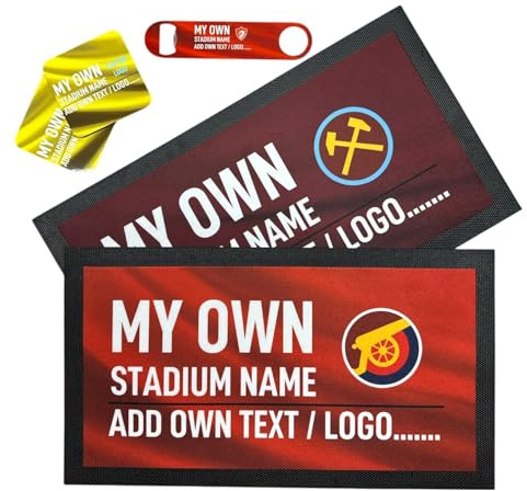 ShopQuality4U Personalised Bar Runner And Personalised Beer Mats World Cup 26 Football Theme Gift Set For Him Dad Man Cave Home Bar Personalised Bar Accessories