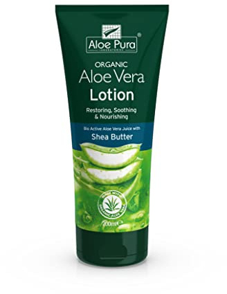 Loción de Aloe Vera Aloe Pura, Natural, Vegetariana, Libre de Crueldad, Sin Parabenos & SLS, Calmante, Hidratante, 200ml