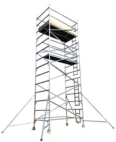 Aluminium Industrial Scaffold Tower Single Width (0.85m) x 2.5m Long x 11.2m Working Height