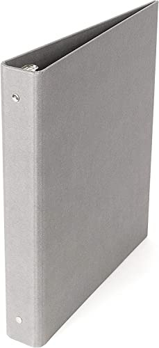 Bigso Ringo Fiberboard 3-Ring Binder Organizer to Store Projects or Papers - Sturdy and Durable 1 Inch Binder for Everyday Use at School or Work - 11 in x 11.8 in x 1 in - Grey