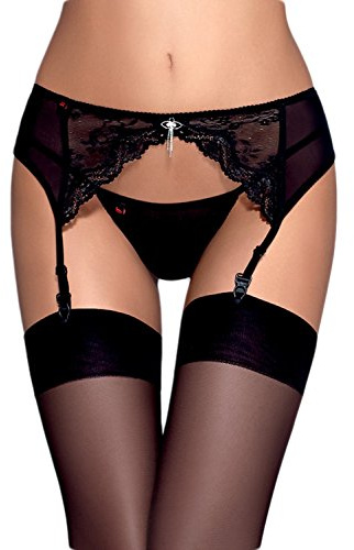 Obsessive Härliga underkläder i set av elegant strapsbälte och trosor i ett underbart utseende i en bra presentförpackning, Svart kedja, S/M
