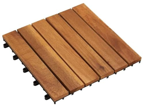vidaXL 10x Baldosas Jardín Terraza Balcón de Acacia Modelo Vertical 30x30 cm
