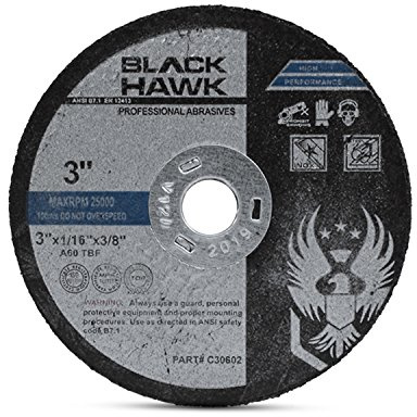 BHA Metal and Stainless Steel Cut Off Wheels for Die Grinders, 3” x 1/16” x 3/8” - 25 Pack