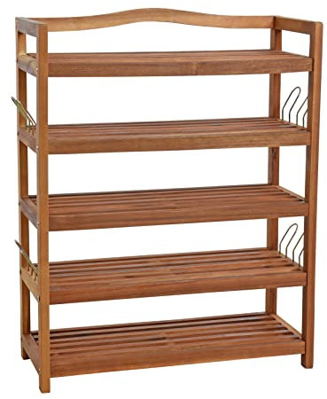 Holz Schuhregal mit 5 Etagen, Schuhschrank, Regal, Schuhablage, zum aufhängen mit Haken
