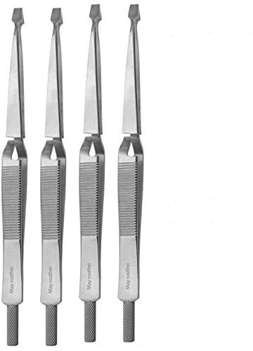 May - Set - 4X Zeckenzange für Hund & Katze - Zeckenpinzette - Pinzette zum Zecken entfernen - abgewinkelte Spitze - extra langes Modell - Edelstahl