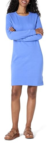 Amazon Essentials Abito Girocollo in Pile a Maniche Lunghe sopra Il Ginocchio Donna