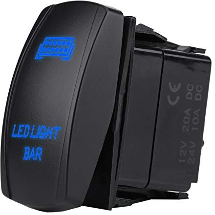 Qiilu 12V 24V Interrupteur à basculeétanche 5 broches LED barre lumineuse interrupteur à bascule SPST ON-OFF pour voiture bateau camion(Bleu)