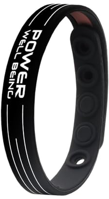 Power Ionics Silikon schwarz weiß Surfer Armband Herren Damen Sportarmband 24 cm 13-23 cm Handgelenk