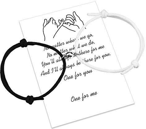 Magnetische Paare Armband Set Gegenseitige Anziehung Handgemachtes Seil für 2 geflochtene passende Armbänder Gelübde der ewigen Liebe Schmuck Geschenk für Frauen Männer (New B-White)