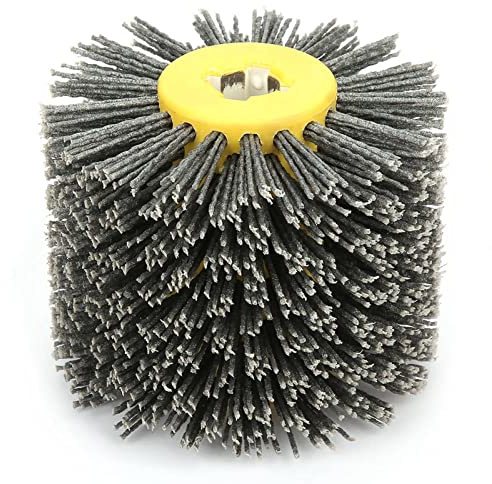 5 pollici nylon abrasivo 120 mm 80 grit ruota trafilatura rullo spazzola per lucidatura a tamburo per lucidatura del legno