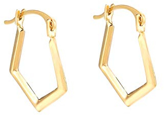 9ct Gold Polished Pentagon Creole Hoop Earrings