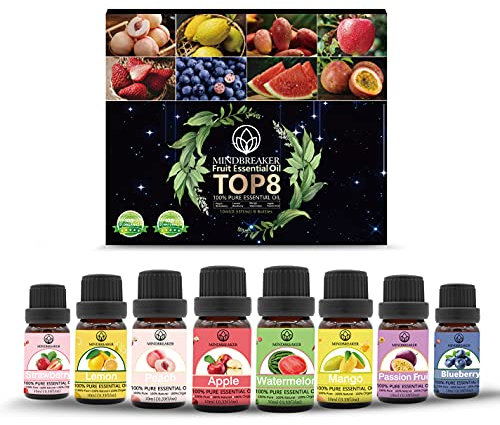 Mindbreaker Set regalo di oli essenziali fragranze fruttate, diffusore aromaterapia biologico, profumati alta qualità per umidificatore, sapone, produzione di candele (8 x 10 ml)