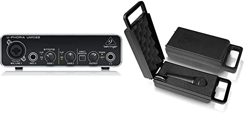 Behringer ZB791 UMC22 Audiophile 2x2 USB Audio Interface & Ultravoice XM8500 Dynamisches Gesangsmikrofon mit Nierencharakteristik