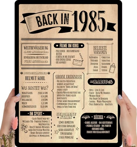 41 Geburtstag, Alte Zeitung Holzbild - Back in 1985 Vintage - personalisierbar zum Hinstellen/Aufhängen opt. beleuchtet, 41ter Geburtstag, 41 Geburtstag Frau & Mann, Jahr 1985 - persönliches Geschenk