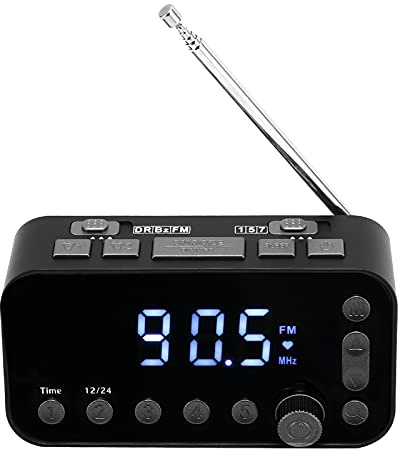 Lazmin112 FM Digital Alarm Clock, DAB‑A1 Clock FM Radio Dual USB with Charging Port LCD Display Backlight Adjustable Volume Alarm Clock Radio