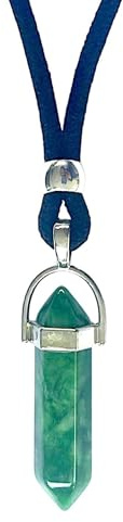ASTER ALHELÍ Ciondolo da Uomo e da Donna Placcato in Argento con Pietra Energetica Naturale e Zamak - Collana Amuleto di Protezione con Gemme Curative - Ideale per i Regali (Verde giada)